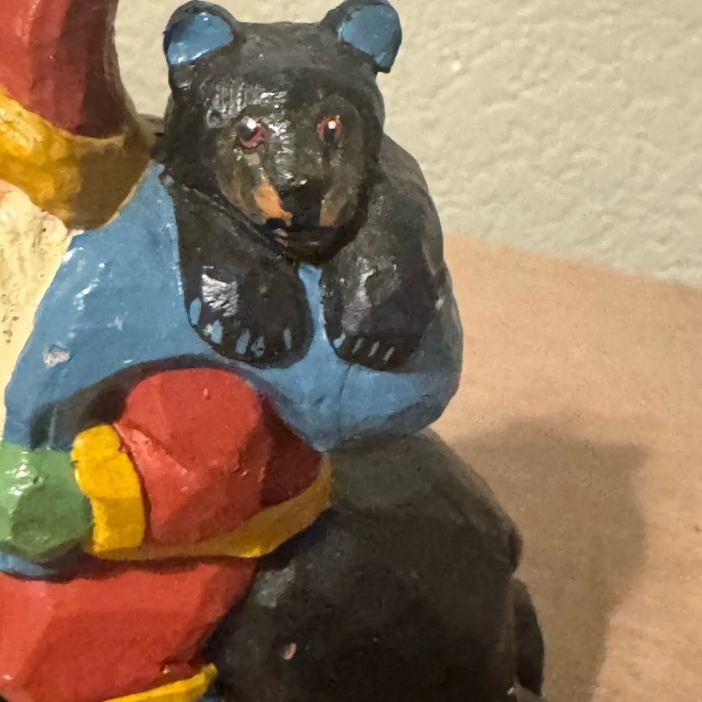 House of Hatten Santa Riding Black Bear Figurine